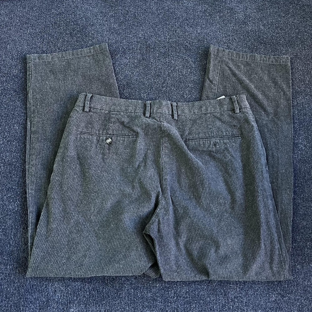 Y2K Dockers D2 Pants Mens 36x32 Gray Stripe Chino Straight Fit Cotton Daper